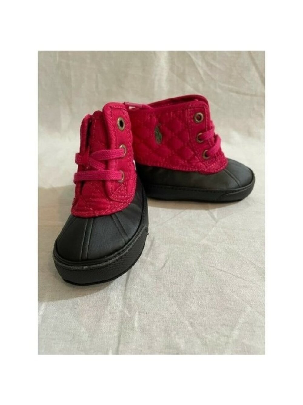 Polo Ralph Lauren Baby Girl's Shoes Lace-Up Canvas Boots Fucsia Black Size 1